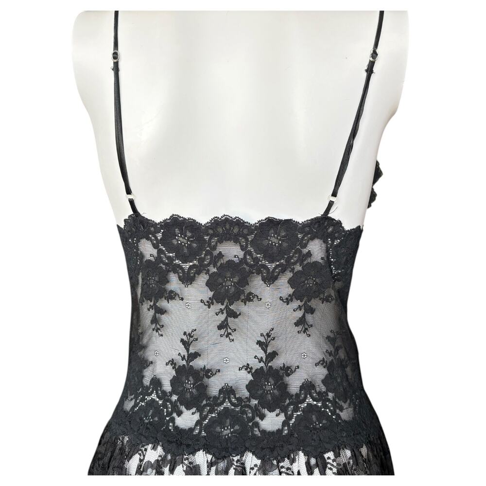 Vintage Victoria's Secret Gold Label Medium Black Sheer Floral Lingerie Dress - Picture 5 of 16
